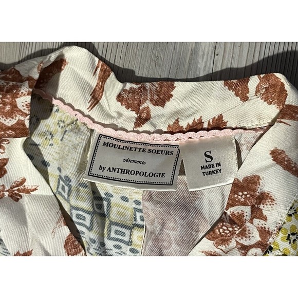 Moulinette Soeurs Anthropologie Mixed Pattern Print Tie Bow Sleeveless Blouse S - Picture 3 of 6